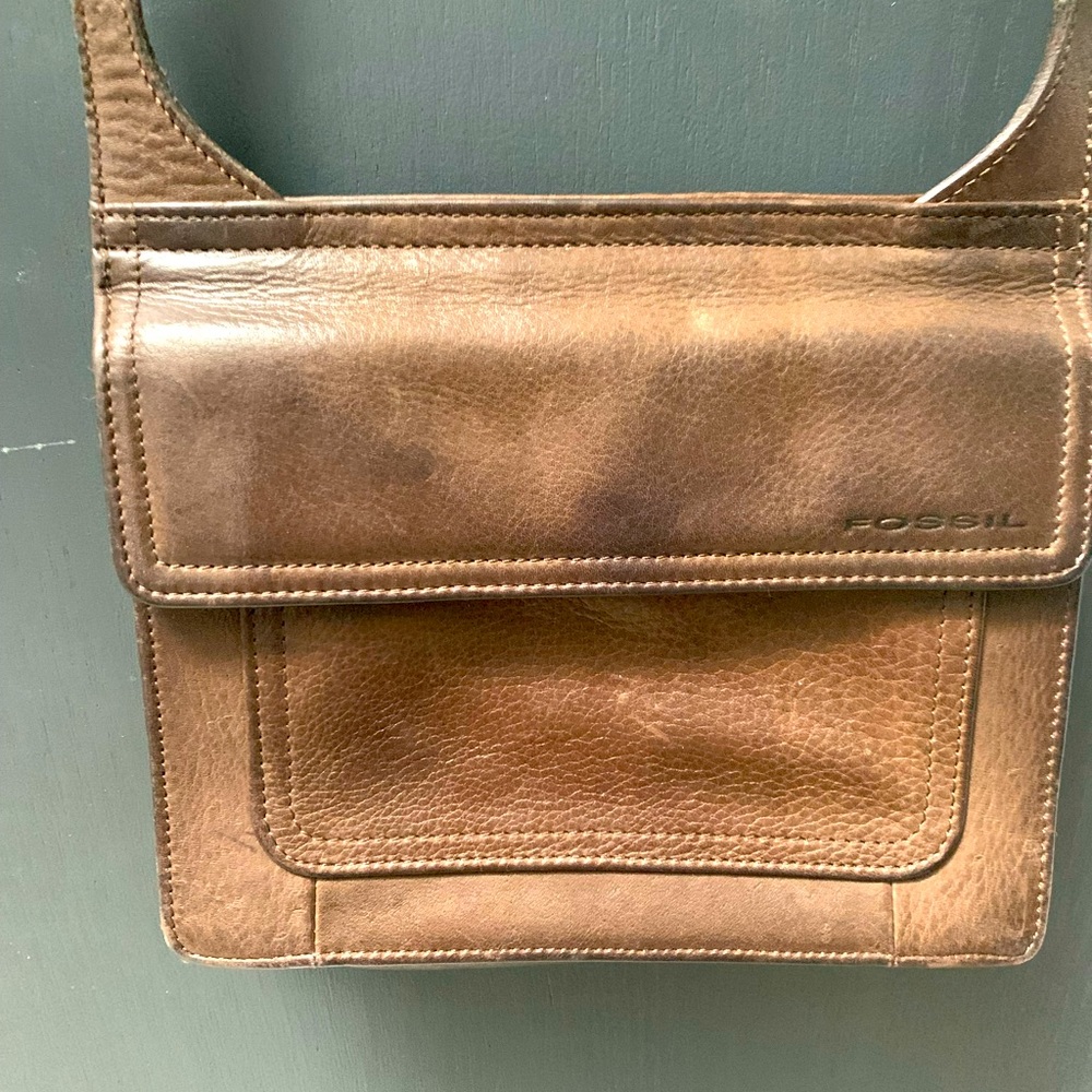 Vintage Fossil Leather Shoulder Bag - Picture 2 of 5